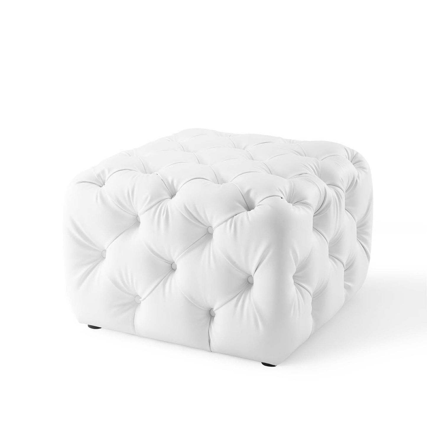 Amour Tufted Button Square Faux Leather Ottoman by Modway EEI-3775-WHI