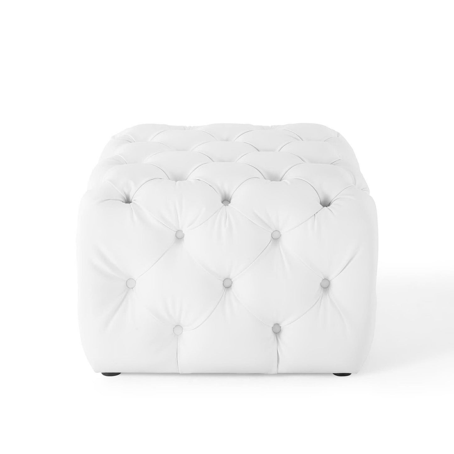 Amour Tufted Button Square Faux Leather Ottoman by Modway EEI-3775-WHI