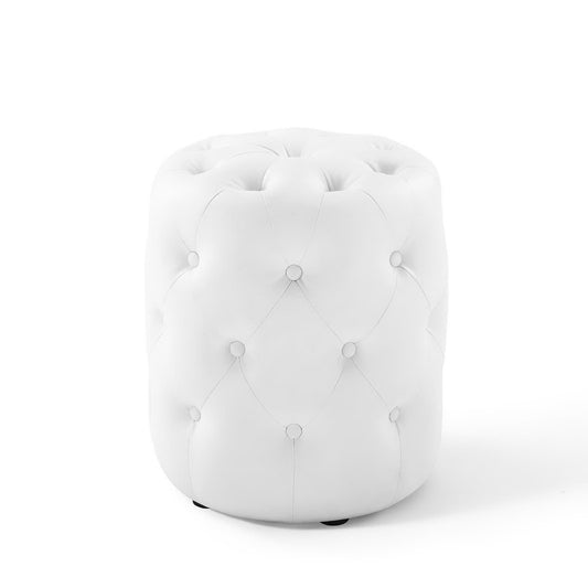 Amour Tufted Button Round Faux Leather Ottoman by Modway EEI-3777-WHI