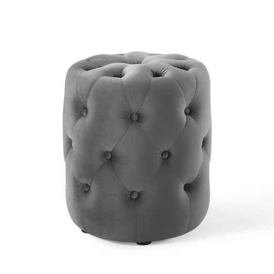 Amour Tufted Button Round Performance Velvet Ottoman by Modway EEI-3778-GRY