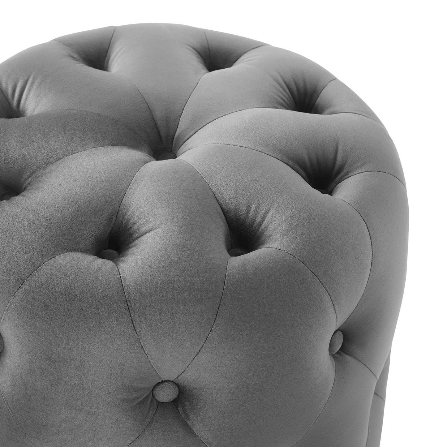 Amour Tufted Button Round Performance Velvet Ottoman by Modway EEI-3778-GRY