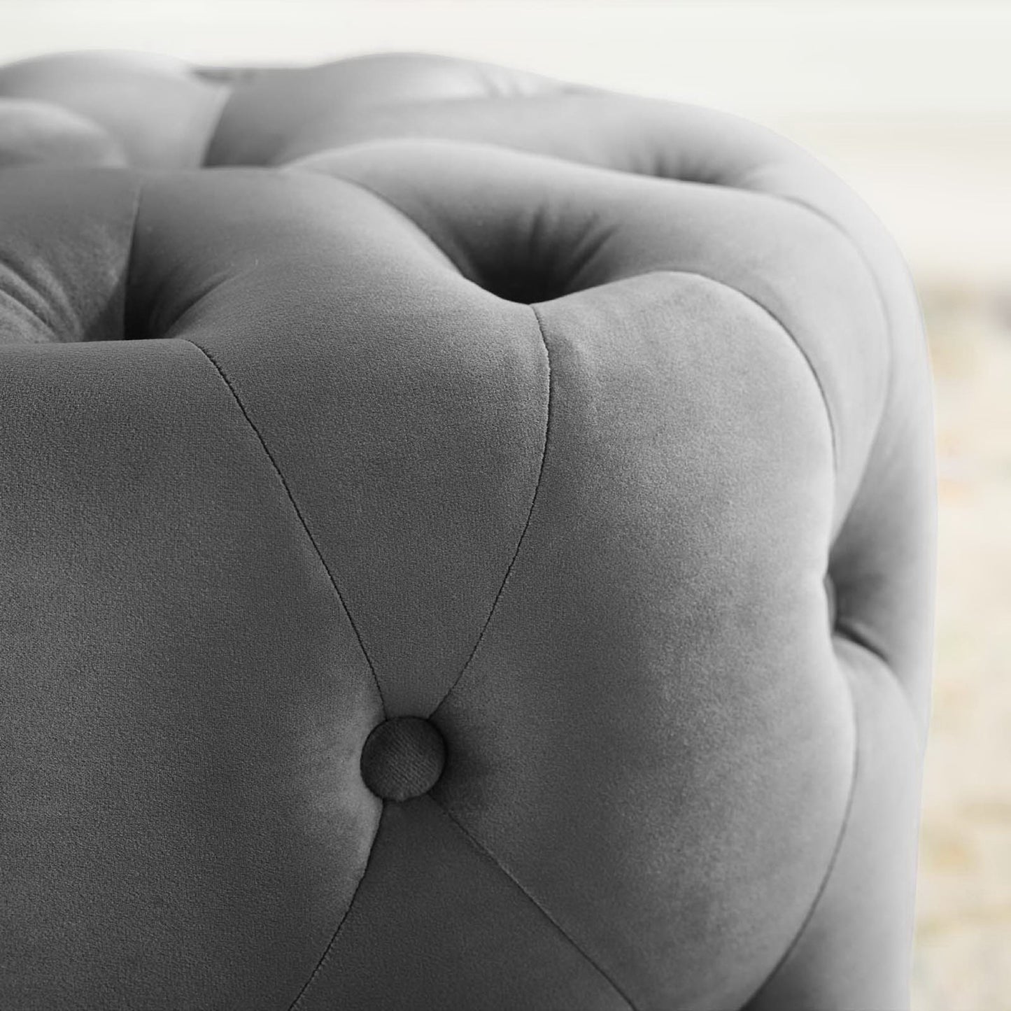 Amour Tufted Button Round Performance Velvet Ottoman by Modway EEI-3778-GRY
