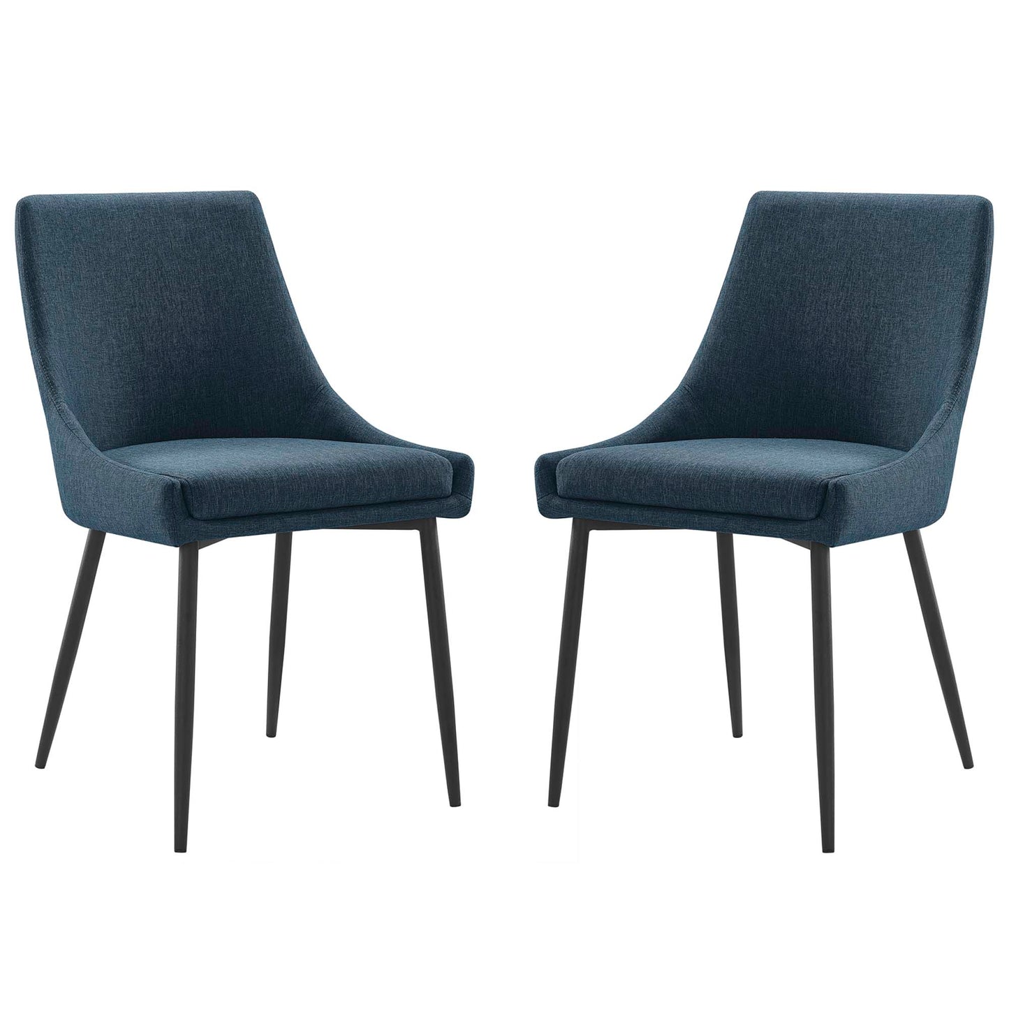 Viscount Upholstered Fabric Dining Chairs Set of 2 by Modway EEI-3809-BLK-AZU