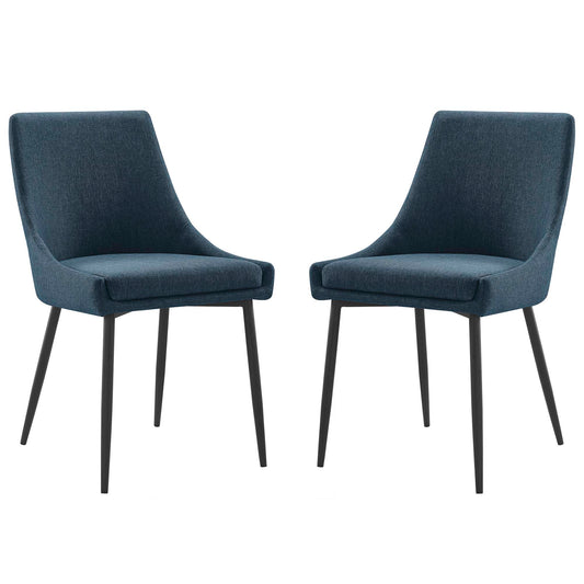 Viscount Upholstered Fabric Dining Chairs Set of 2 by Modway EEI-3809-BLK-AZU