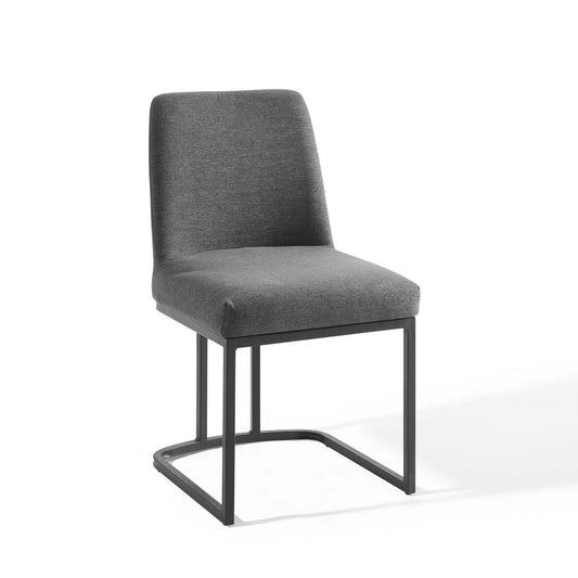 Amplify Sled Base Upholstered Fabric Dining Side Chair by Modway EEI-3811-BLK-CHA