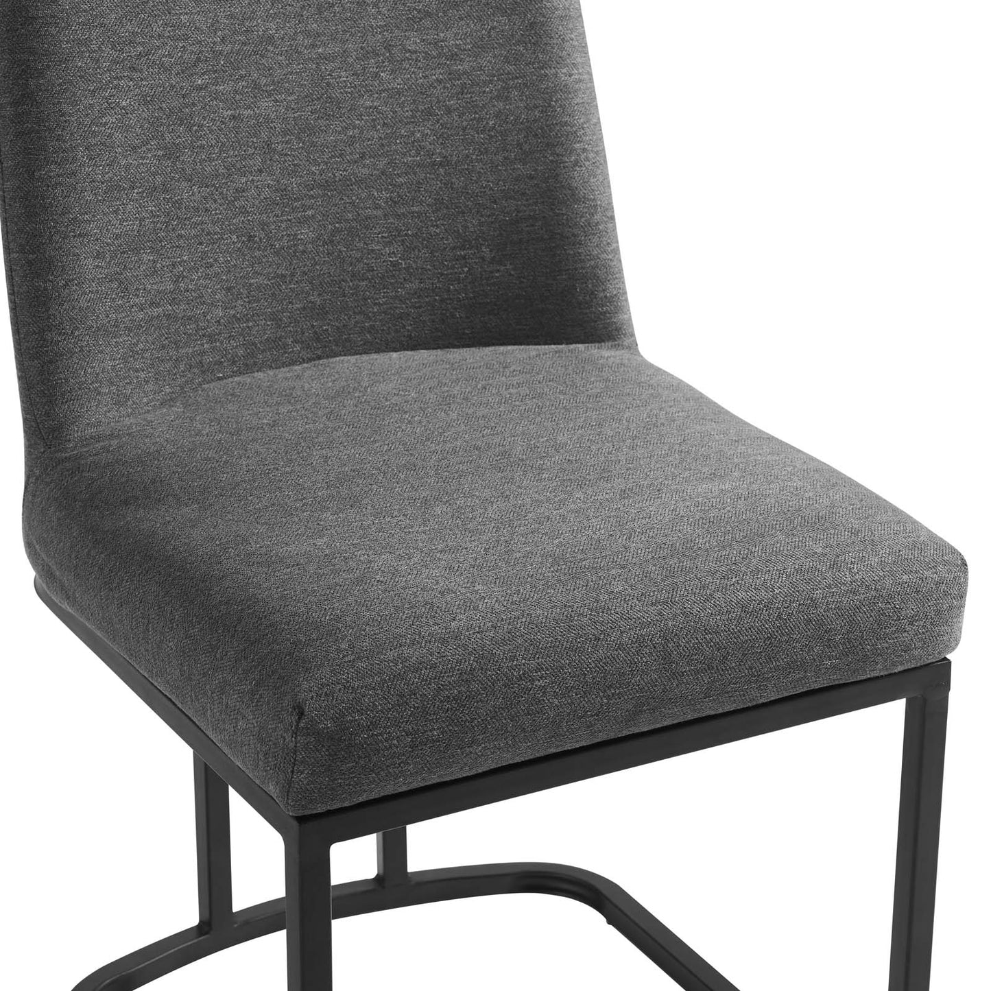 Amplify Sled Base Upholstered Fabric Dining Side Chair by Modway EEI-3811-BLK-CHA