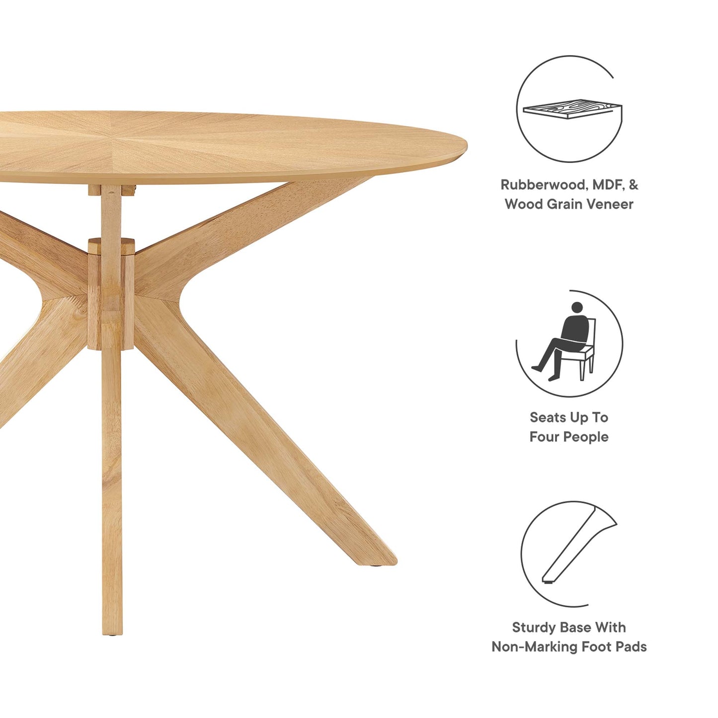 Crossroads 47" Round Wood Dining Table by Modway EEI-3847-OAK