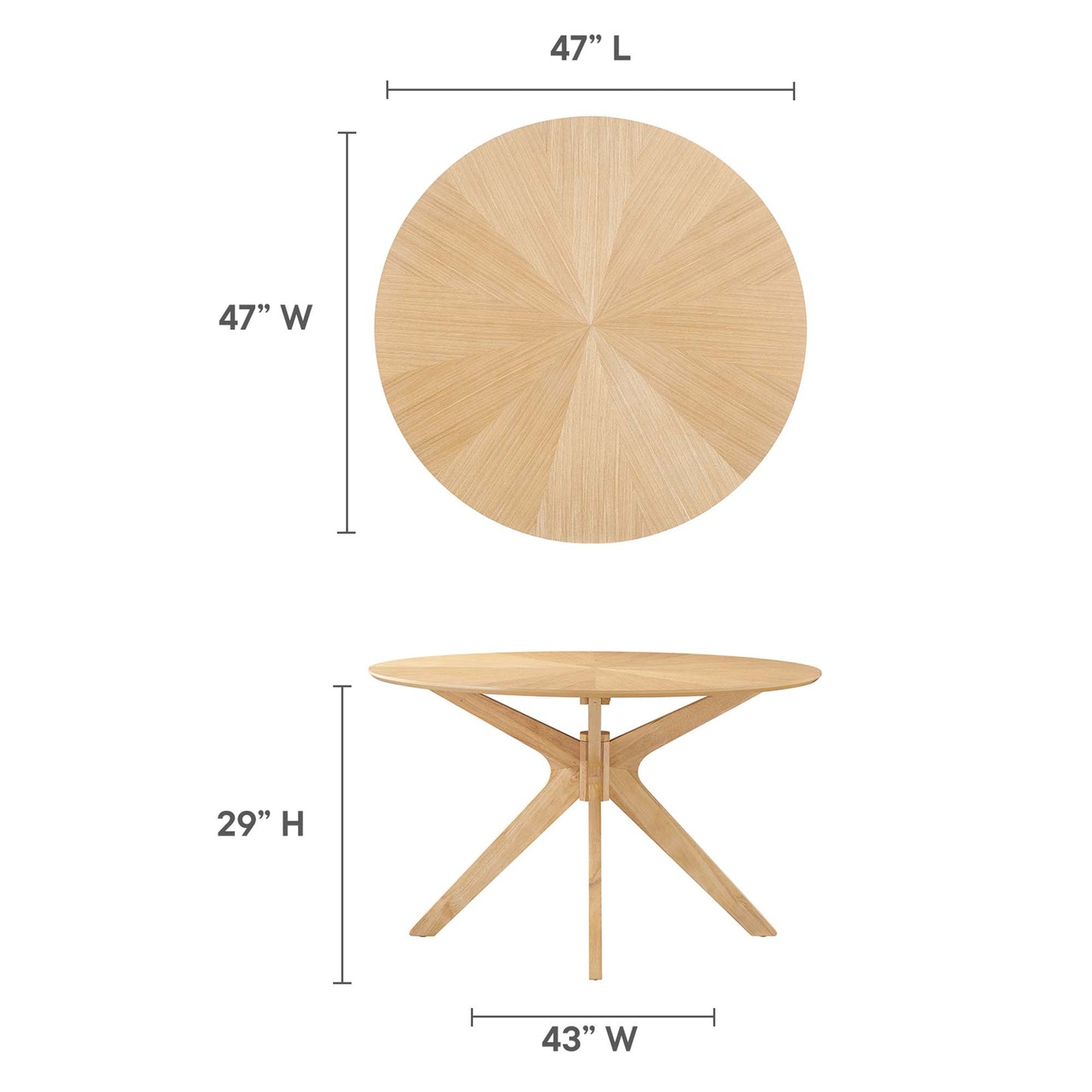 Crossroads 47" Round Wood Dining Table by Modway EEI-3847-OAK