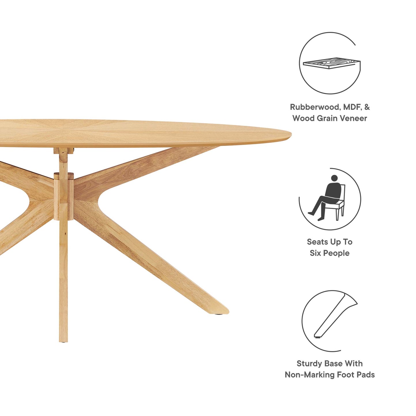 Crossroads 71" Oval Wood Dining Table by Modway EEI-3849-OAK
