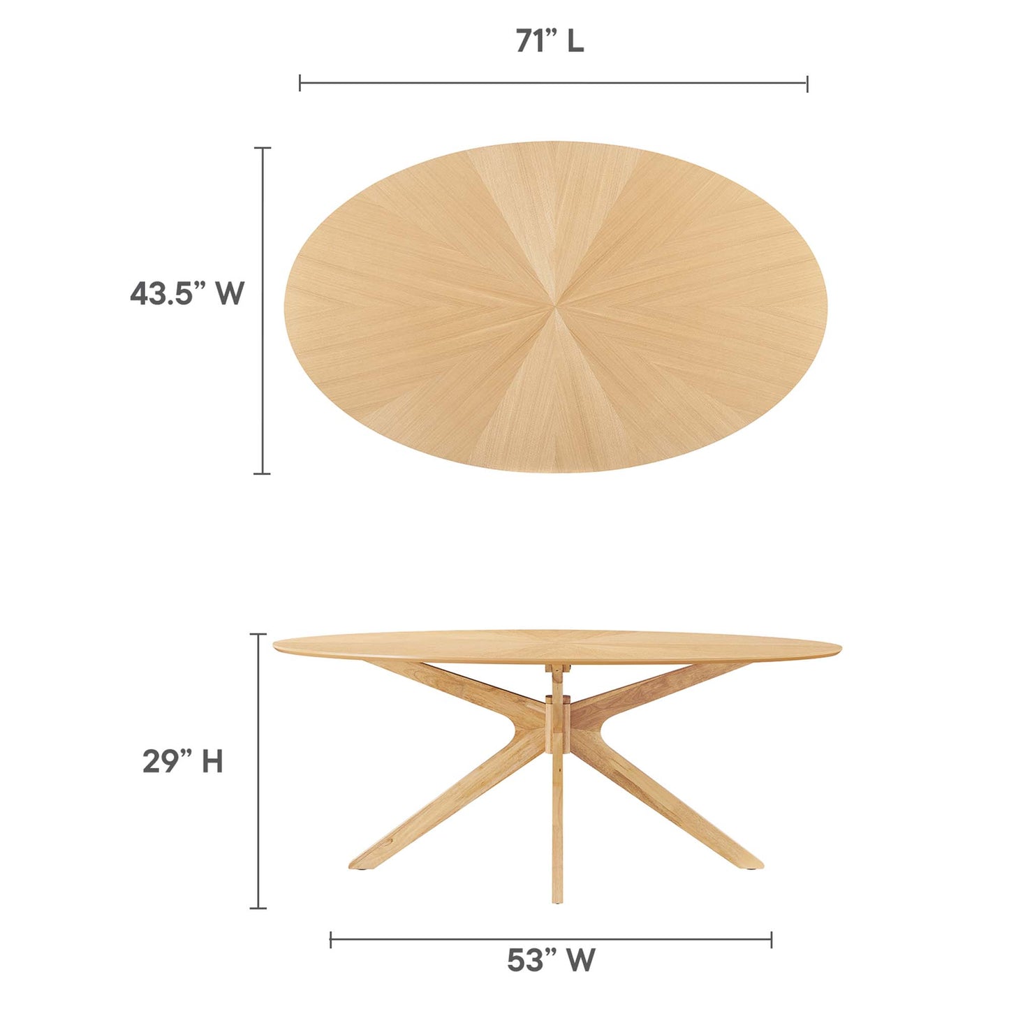 Crossroads 71" Oval Wood Dining Table by Modway EEI-3849-OAK