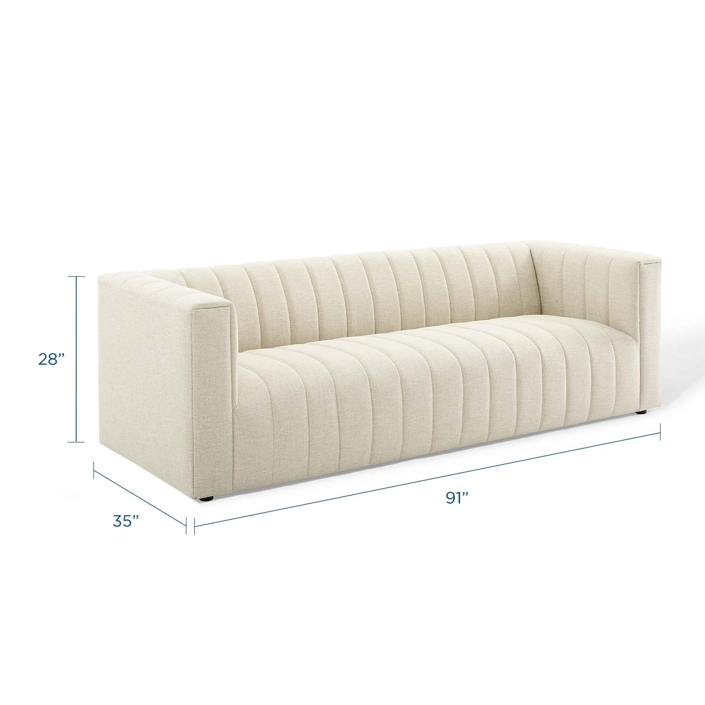 Reflection Channel Tufted Upholstered Fabric Sofa by Modway EEI-3881-BEI