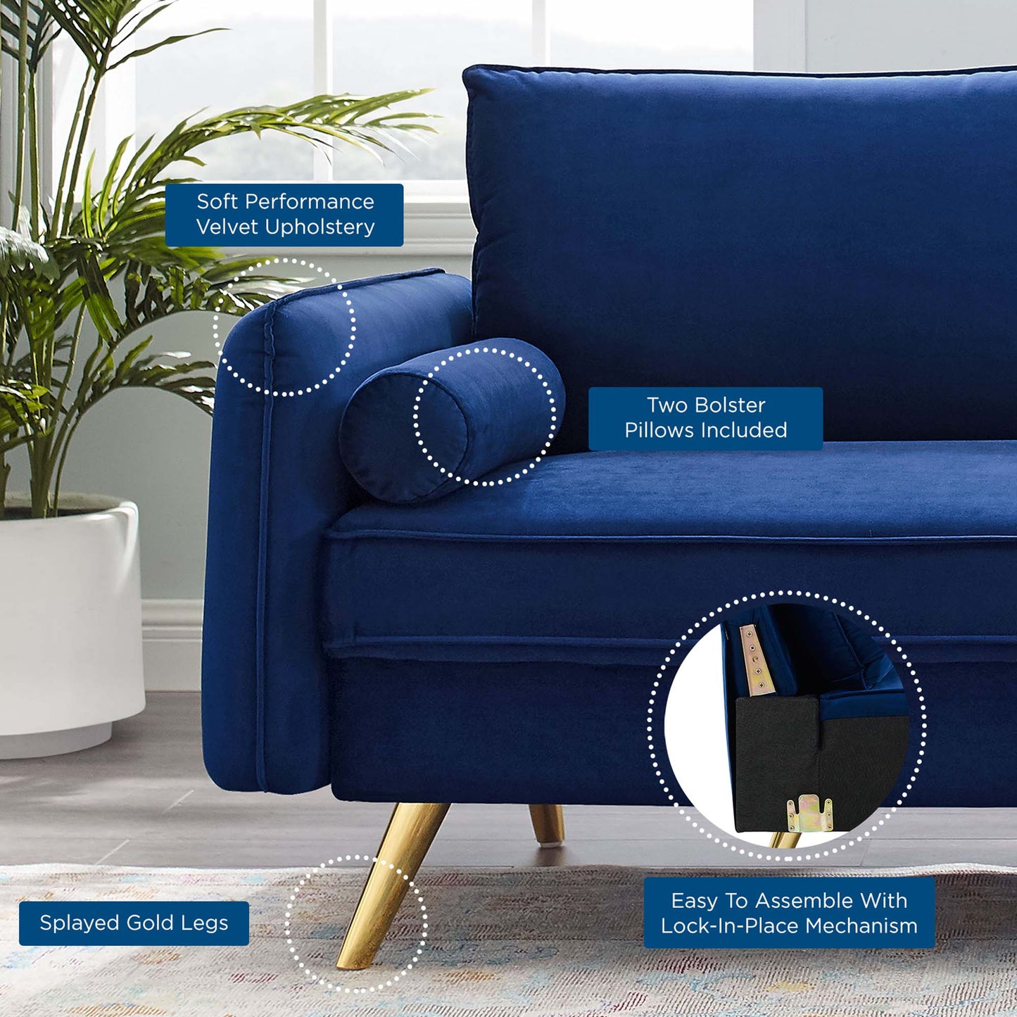Revive Performance Velvet Sofa by Modway EEI-3988-NAV