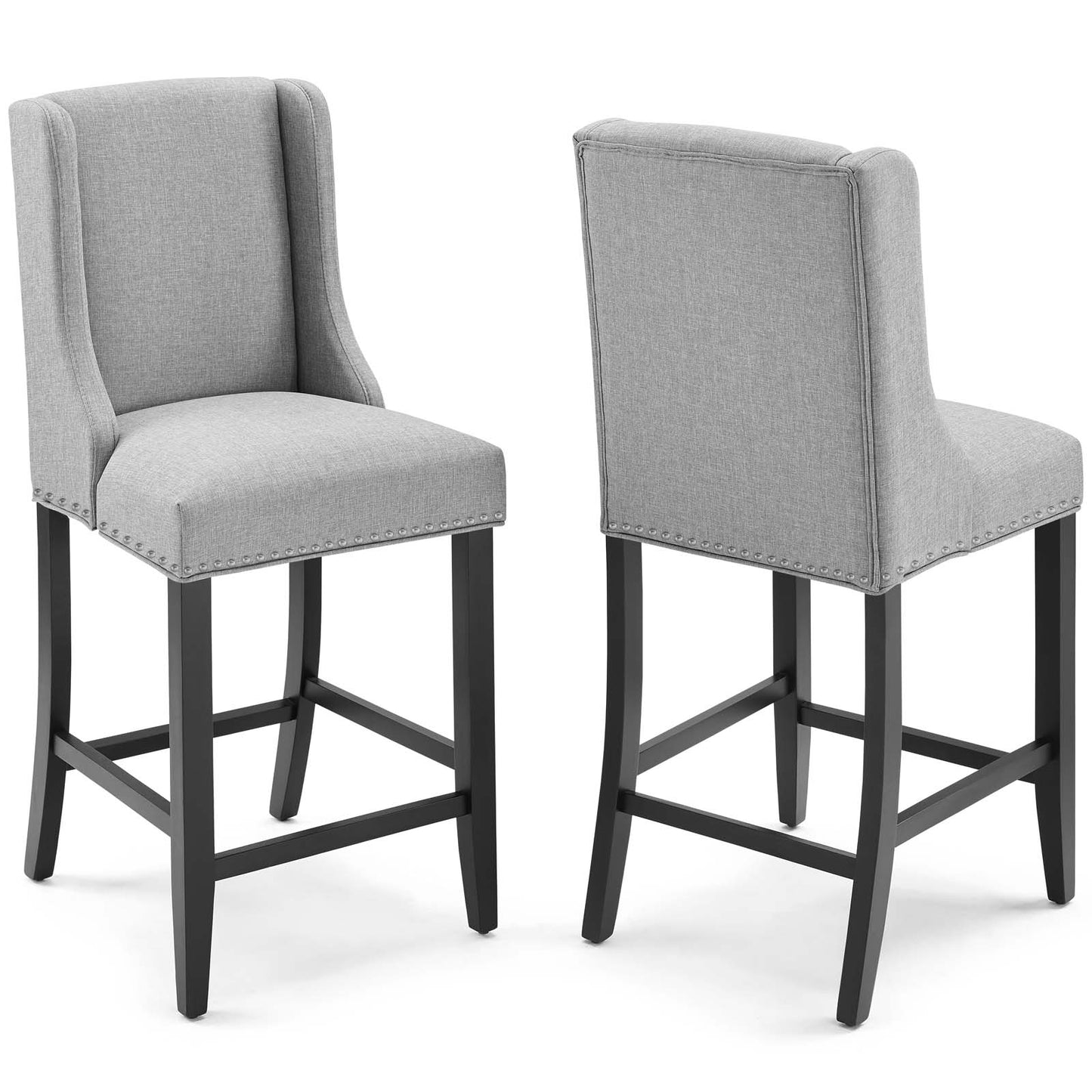 Baron Upholstered Fabric Counter Stool Set of 2 by Modway EEI-4016-LGR