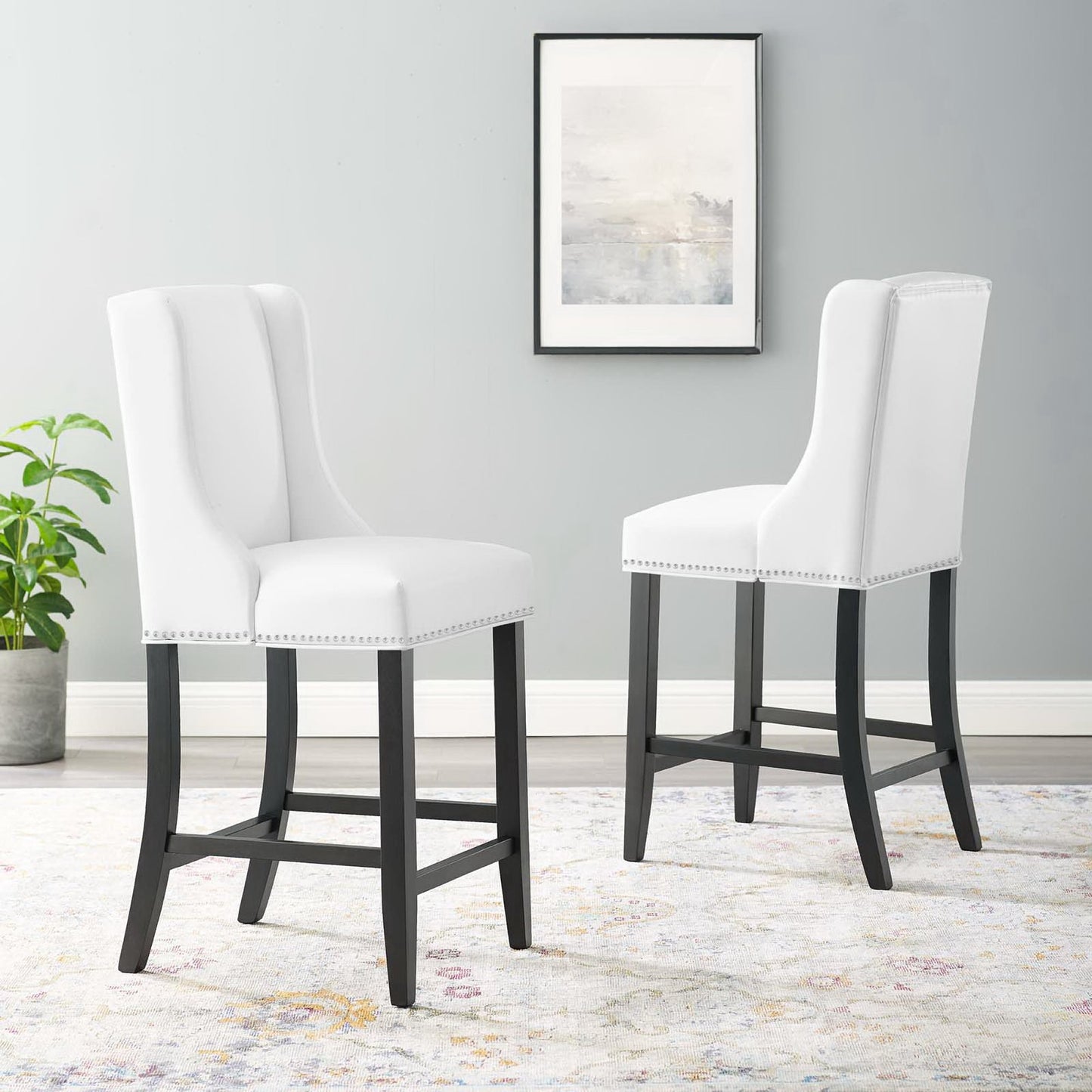 Baron Faux Leather Counter Stool Set of 2 by Modway EEI-4017-WHI