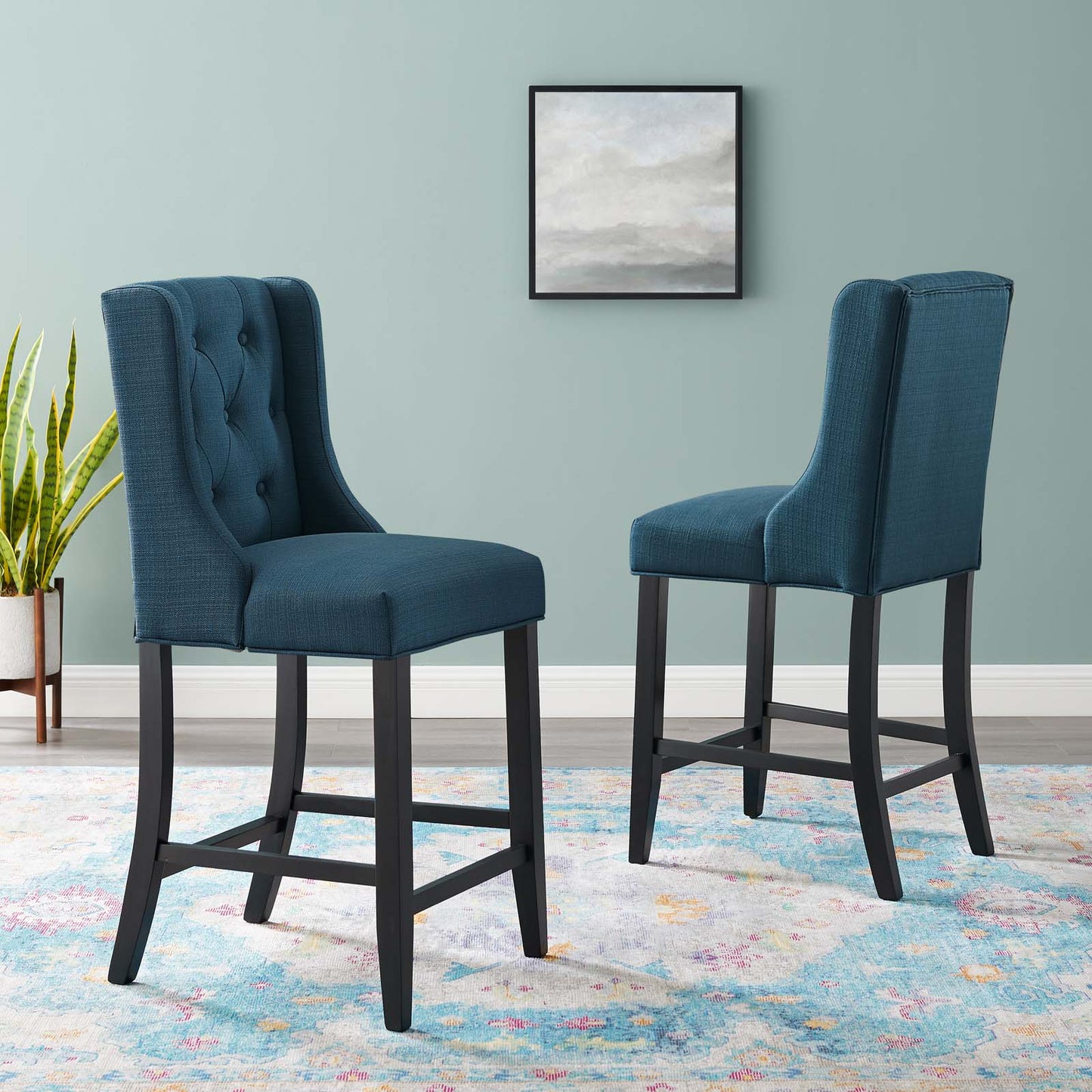 Baronet Upholstered Fabric Counter Bar Stool Set of 2 by Modway EEI-4020-AZU