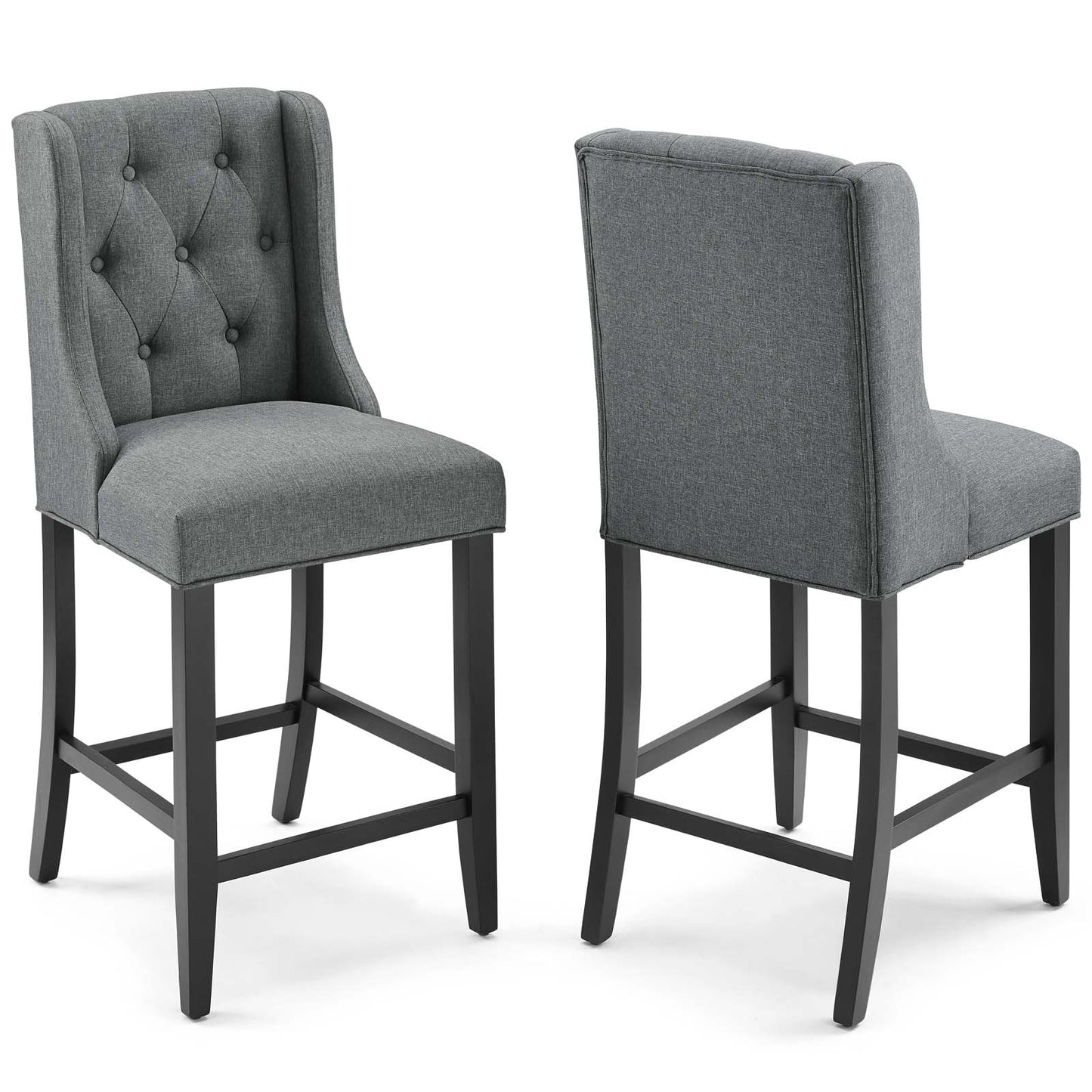 Baronet Upholstered Fabric Counter Bar Stool Set of 2 by Modway EEI-4020-GRY
