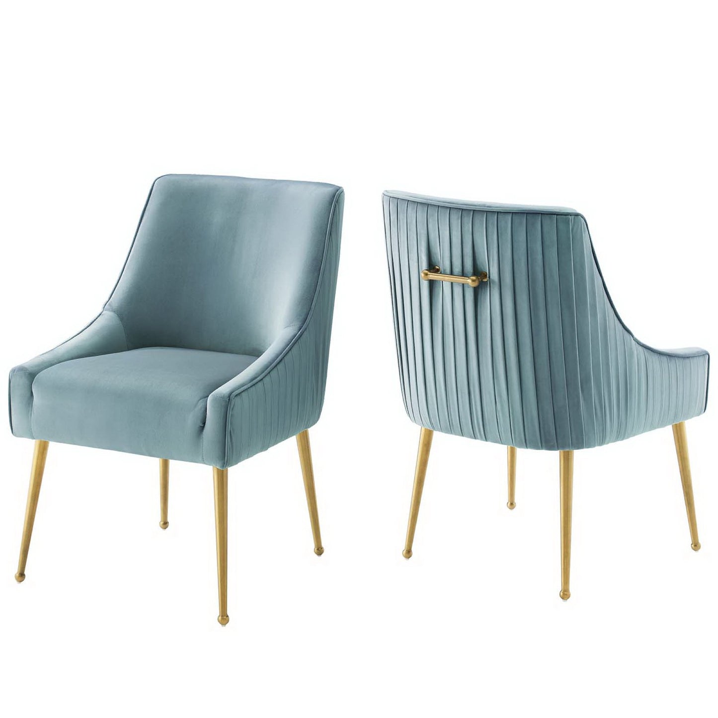 Discern Pleated Back Upholstered Performance Velvet Dining Chair Set of 2 by Modway EEI-4149-LBU