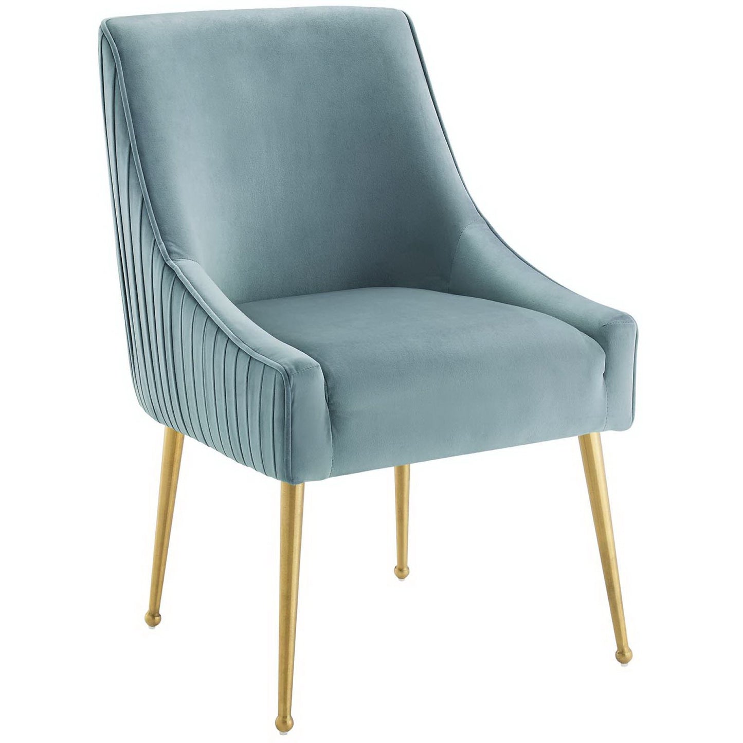 Discern Pleated Back Upholstered Performance Velvet Dining Chair Set of 2 by Modway EEI-4149-LBU