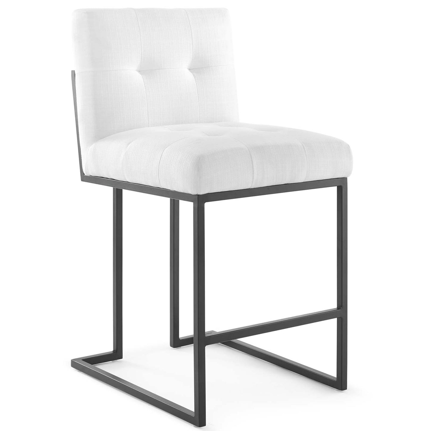 Privy Black Stainless Steel Upholstered Fabric Counter Stool Set of 2 by Modway EEI-4156-BLK-WHI