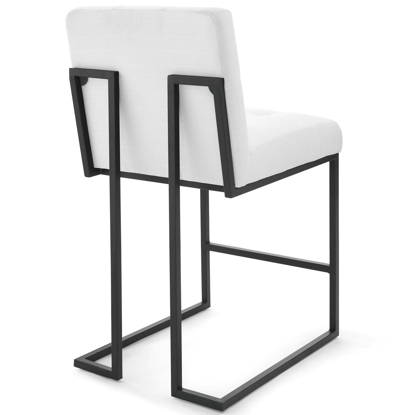 Privy Black Stainless Steel Upholstered Fabric Counter Stool Set of 2 by Modway EEI-4156-BLK-WHI
