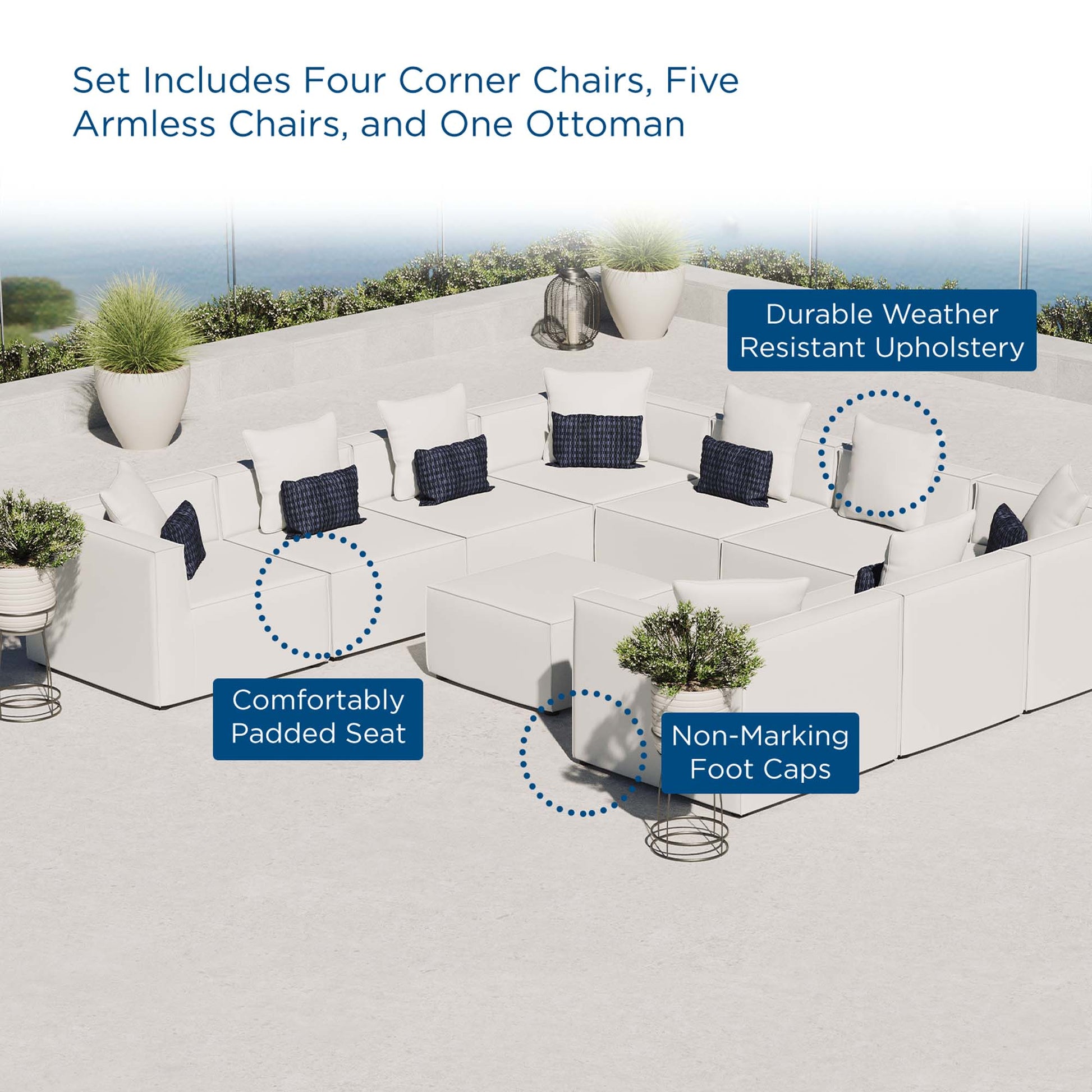 Saybrook 10-Piece Outdoor Patio Upholstered Sectional Sofa by Modway