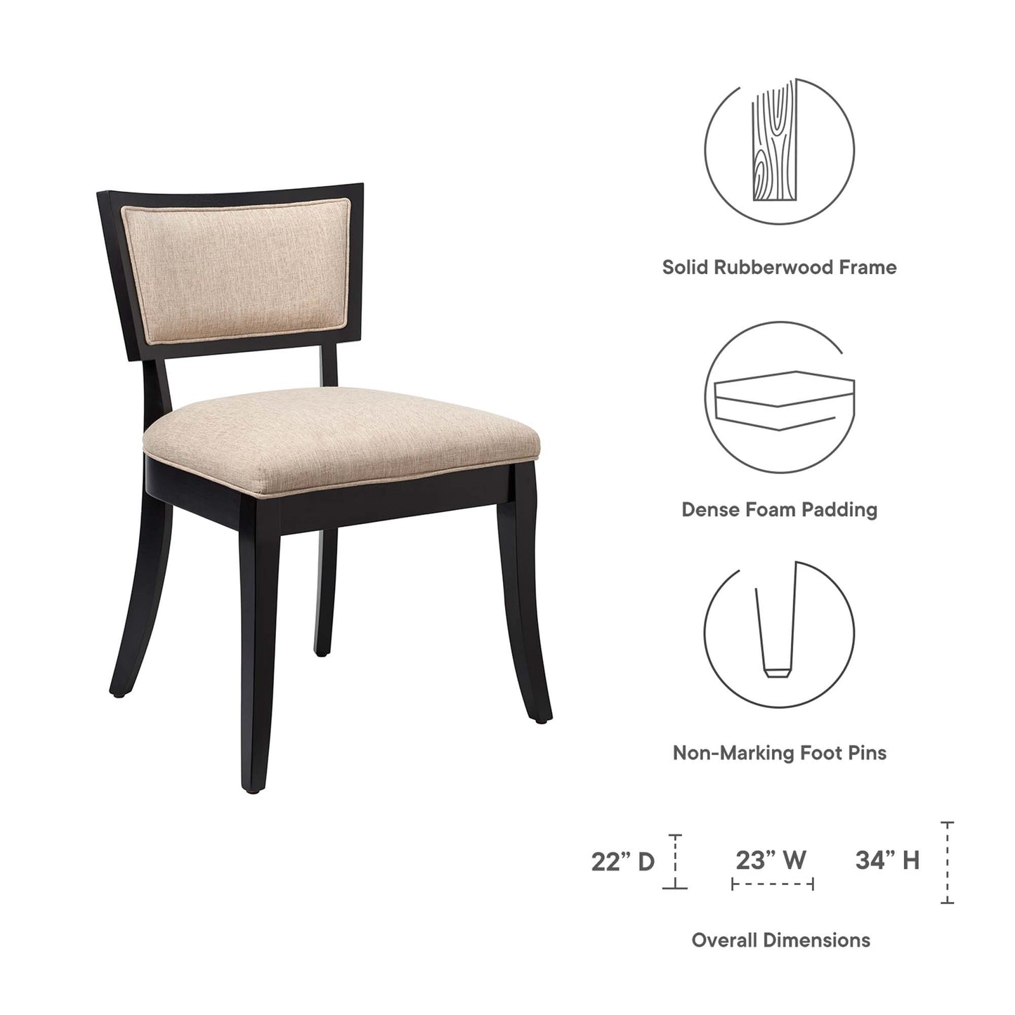 Pristine Upholstered Fabric Dining Chairs Set of 2 by Modway EEI-4557-BEI