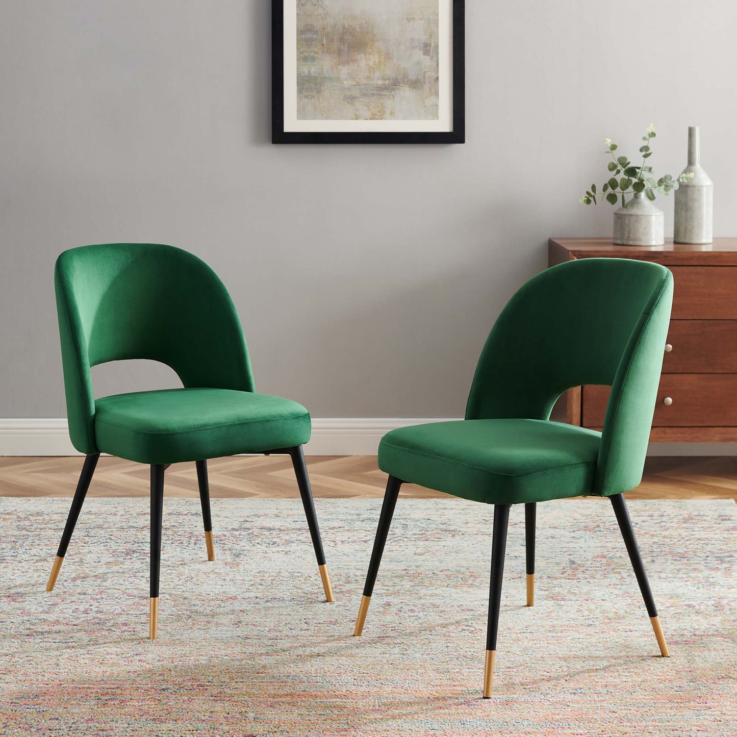 Rouse Performance Velvet Dining Side Chairs Set of 2 by Modway EEI-4599-EME