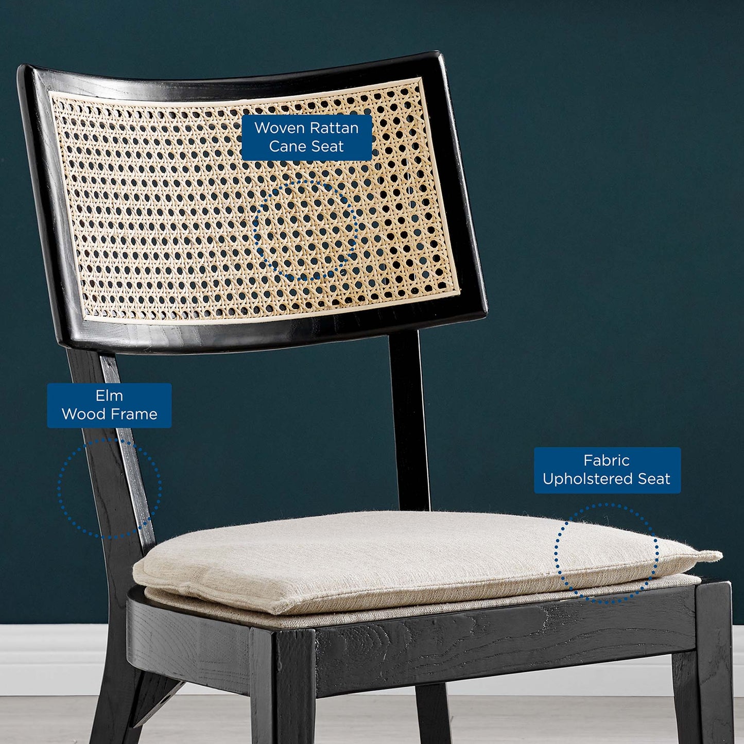 Caledonia Wood Dining Chair by Modway EEI-4648-BLK-BEI