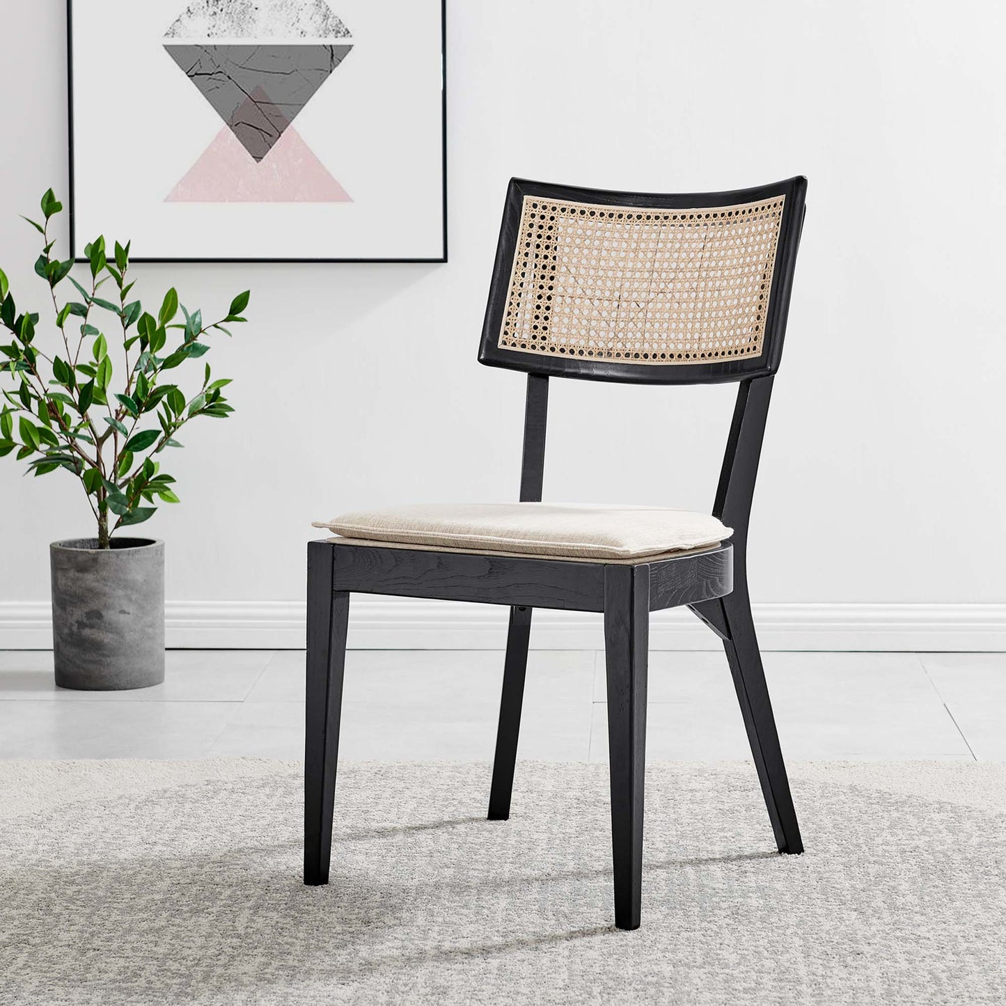 Caledonia Wood Dining Chair by Modway EEI-4648-BLK-BEI
