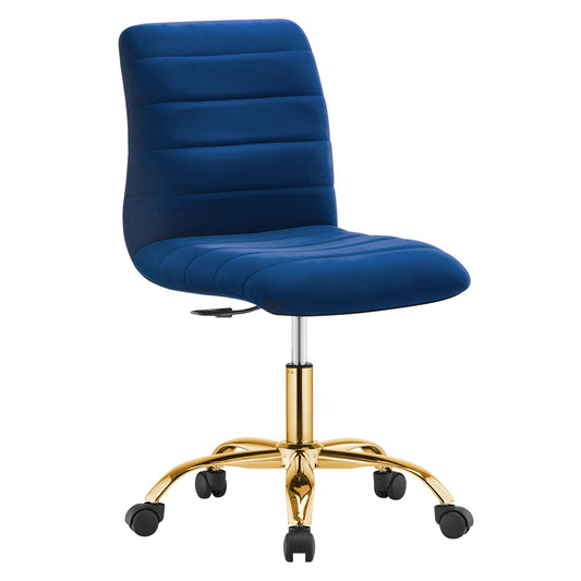 Ripple Armless Performance Velvet Office Chair by Modway EEI-4972-GLD-NAV