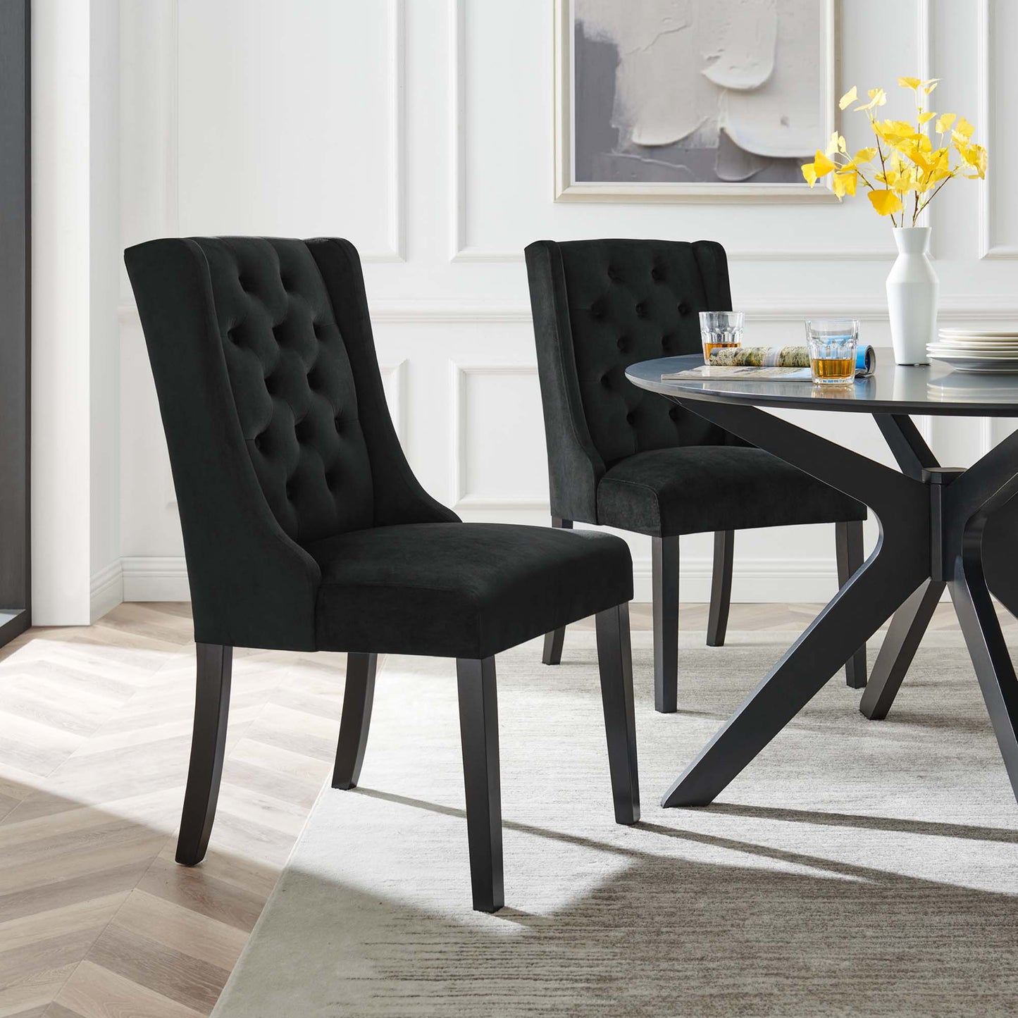 Baronet Performance Velvet Dining Chairs Set of 2 by Modway