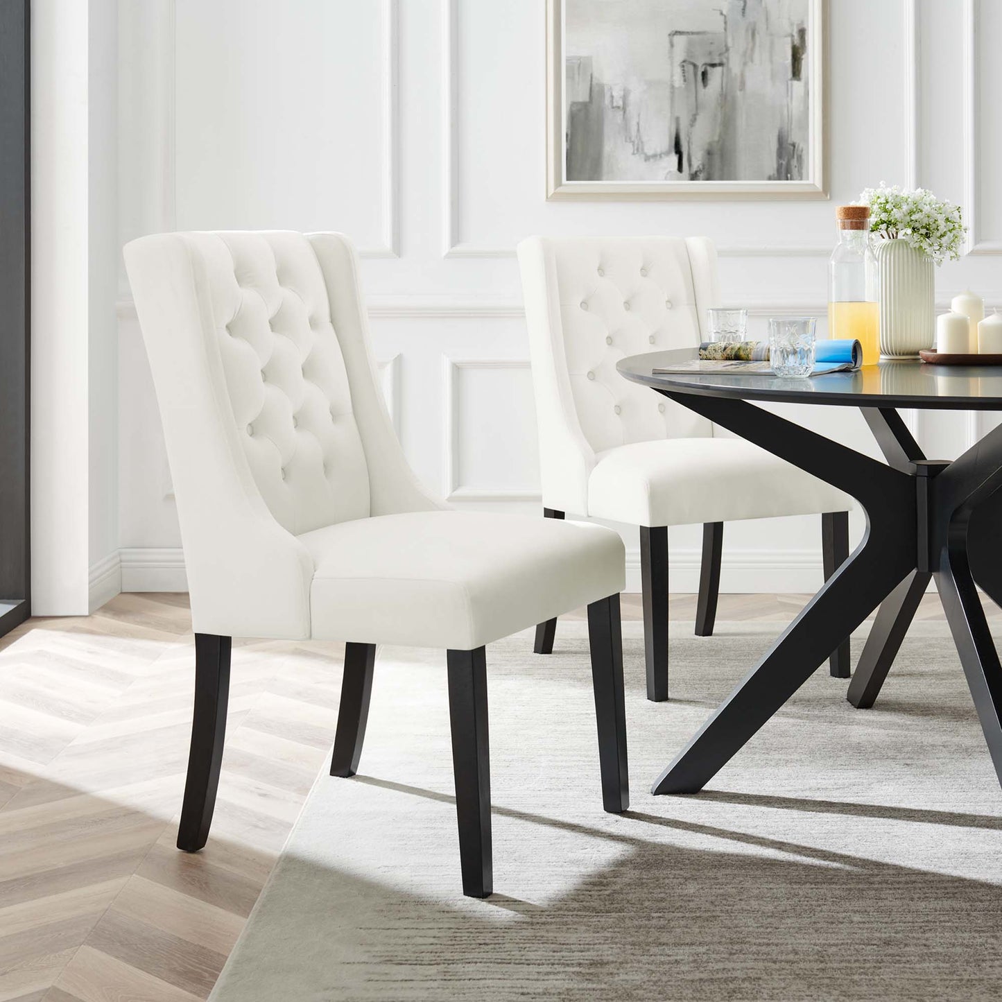 Baronet Performance Velvet Dining Chairs Set of 2 by Modway EEI-5013-WHI
