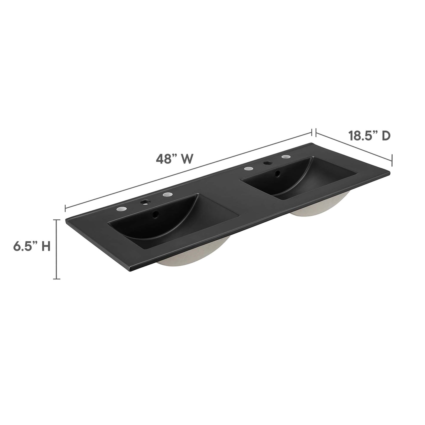 Cayman 48" Double Basin Bathroom Sink by Modway EEI-5073-BLK