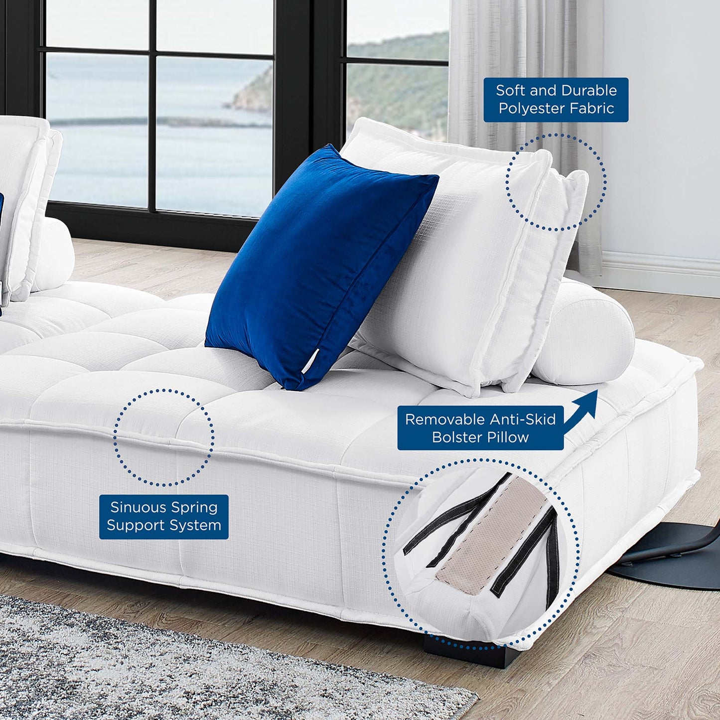 Saunter 2-Piece Tufted Fabric Fabric Loveseat by Modway EEI-5204-WHI