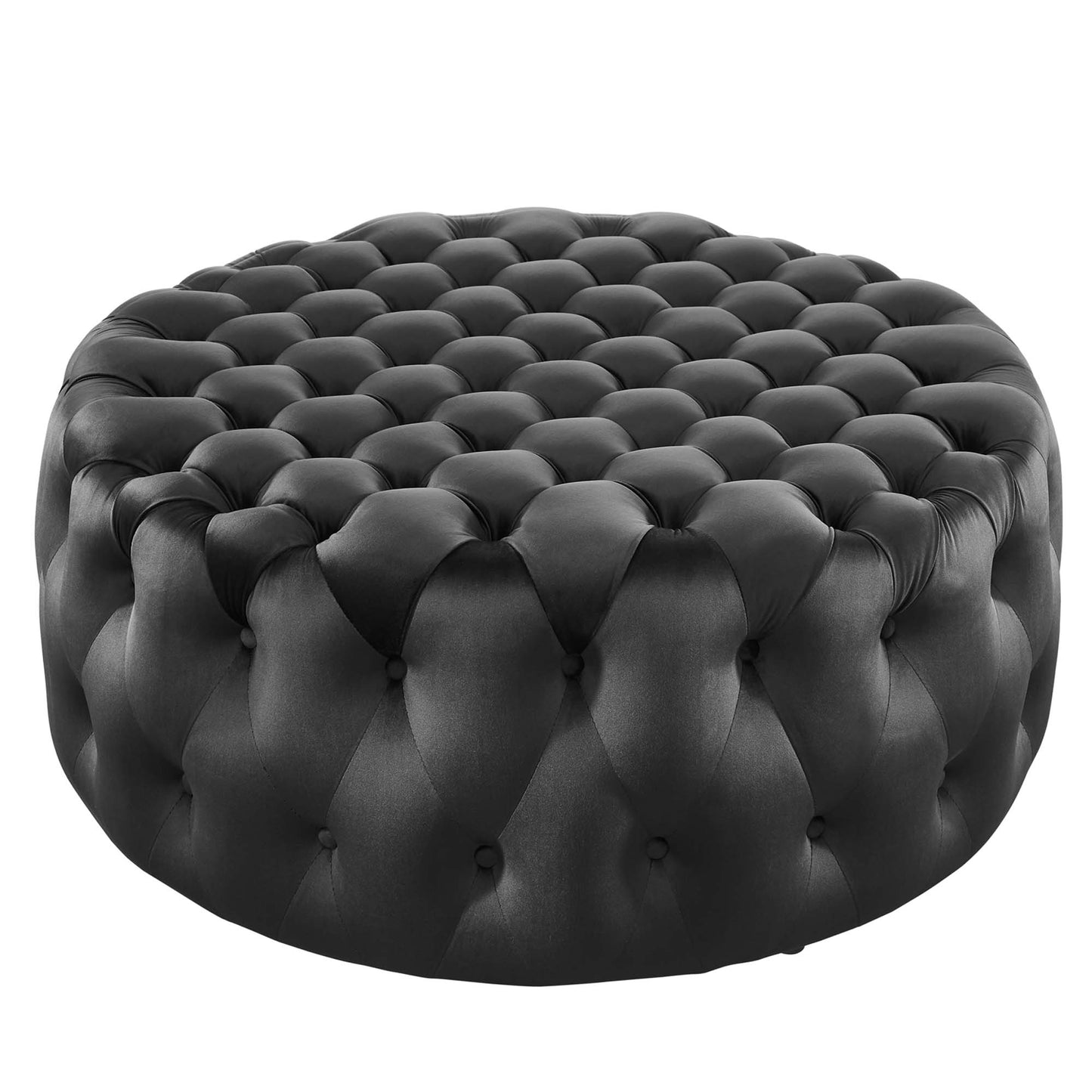 Amour Tufted Button Large Round Performance Velvet Ottoman by Modway EEI-5469-BLK