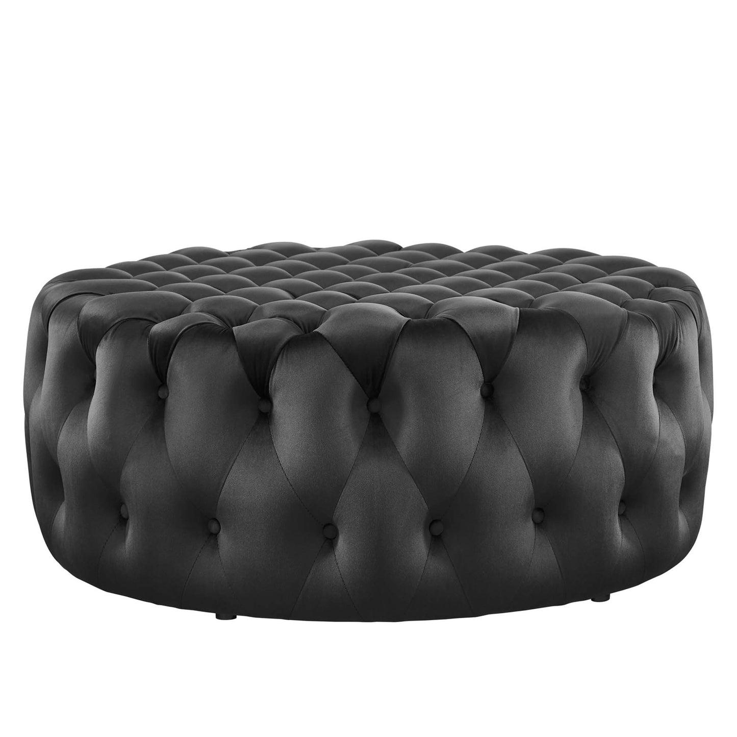 Amour Tufted Button Large Round Performance Velvet Ottoman by Modway EEI-5469-BLK