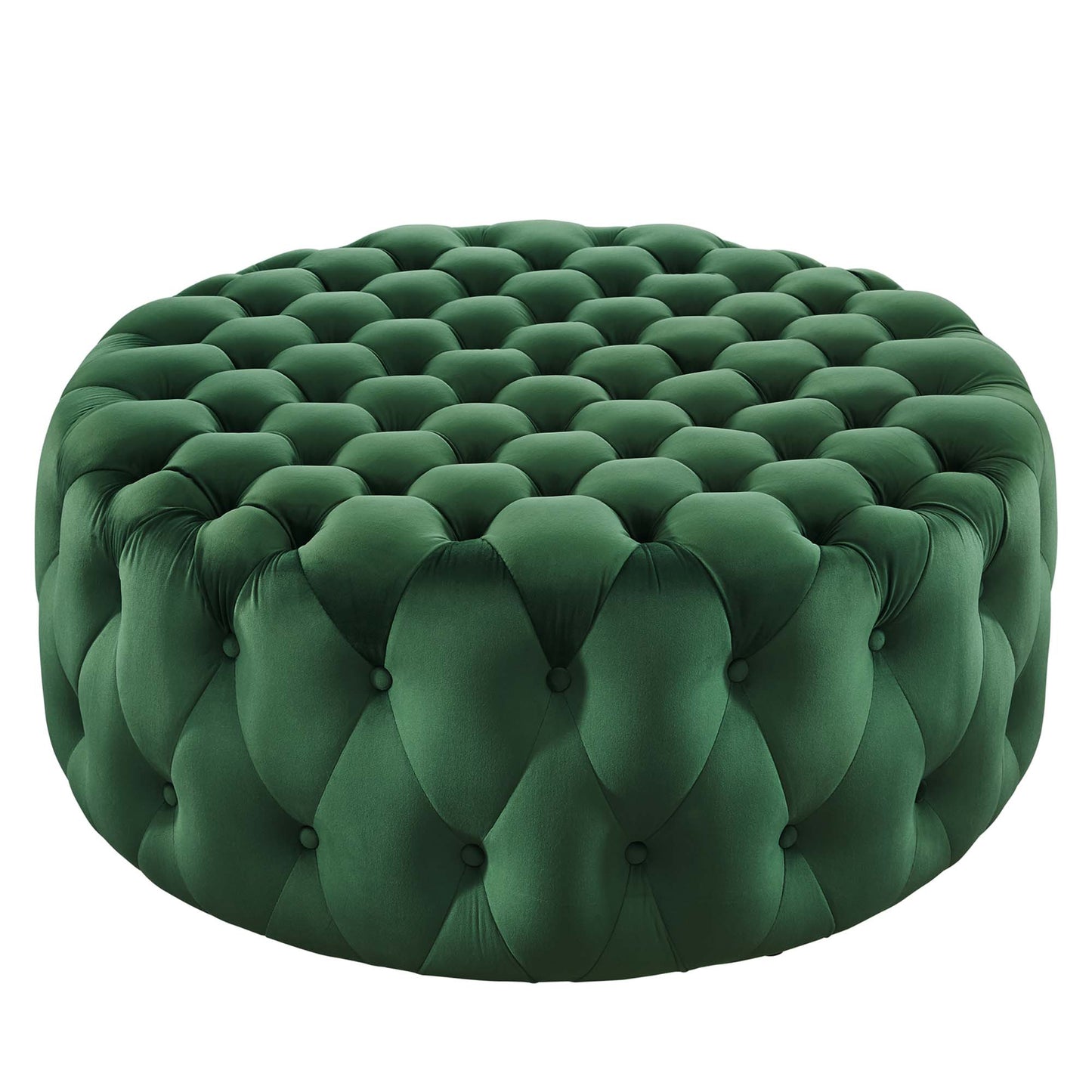 Amour Tufted Button Large Round Performance Velvet Ottoman by Modway EEI-5469-EME