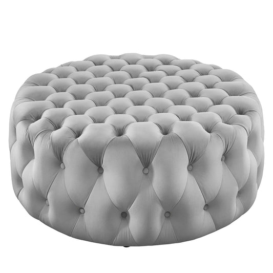Amour Tufted Button Large Round Performance Velvet Ottoman by Modway EEI-5469-LGR