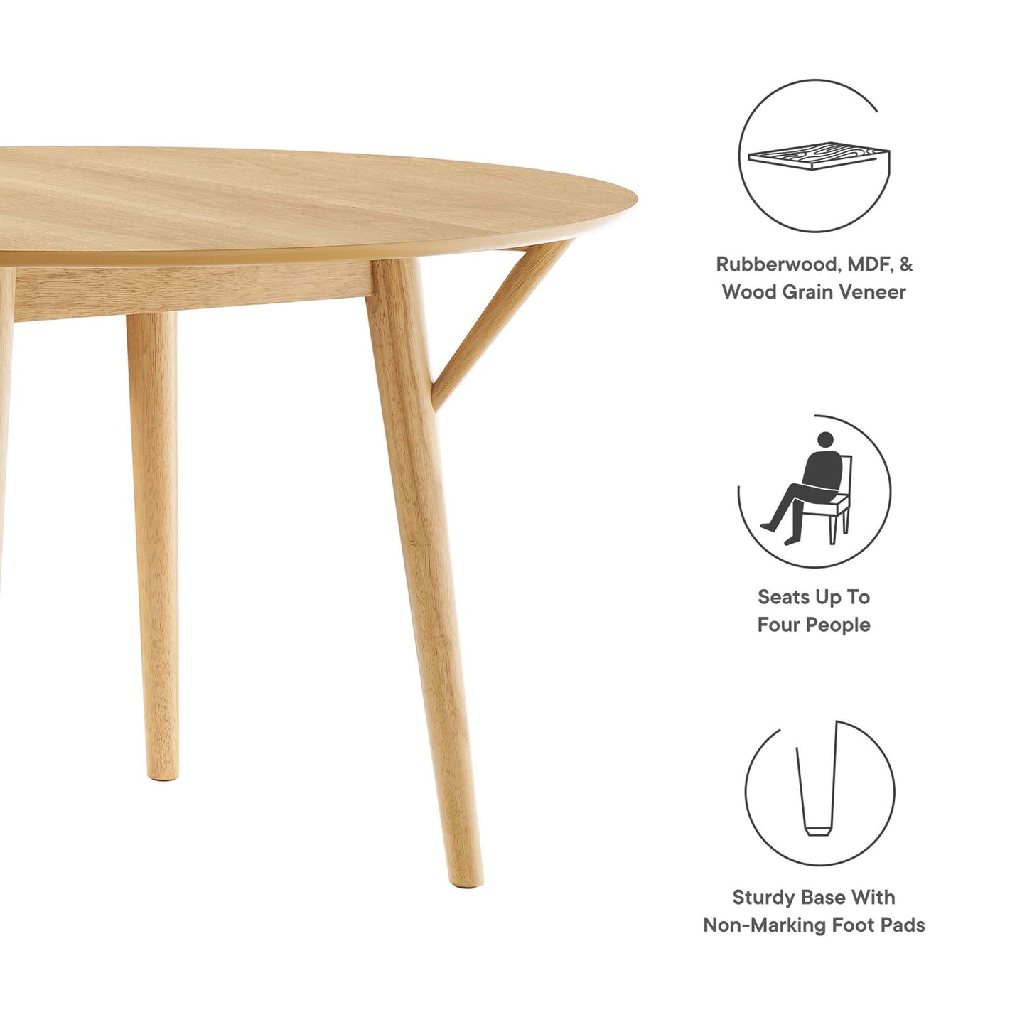 Gallant 47" Round Dining Table by Modway EEI-5511-OAK-OAK