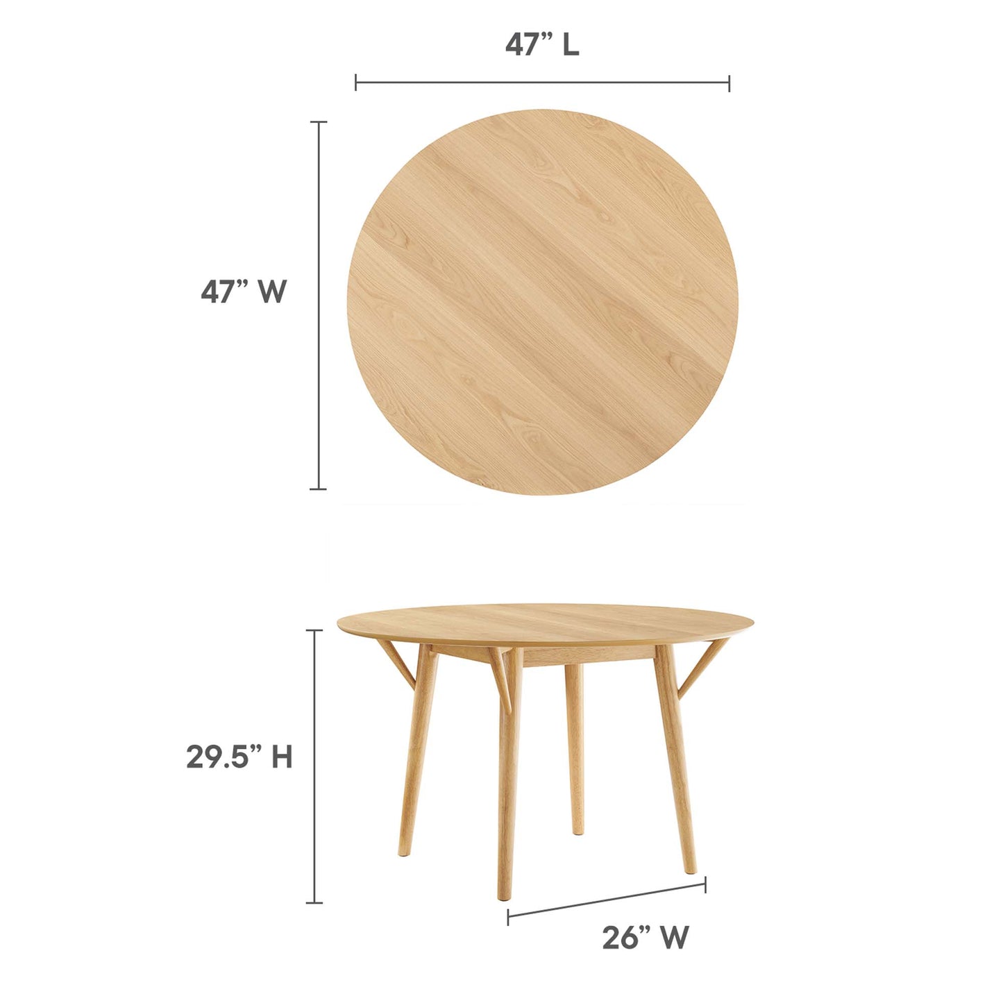 Gallant 47" Round Dining Table by Modway EEI-5511-OAK-OAK
