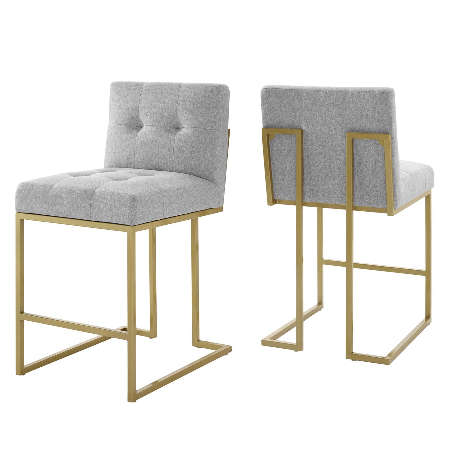 Privy Upholstered Fabric Counter Stool Set of 2 by Modway EEI-5571-GLD-LGR