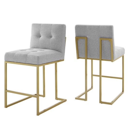 Privy Upholstered Fabric Counter Stool Set of 2 by Modway EEI-5571-GLD-LGR