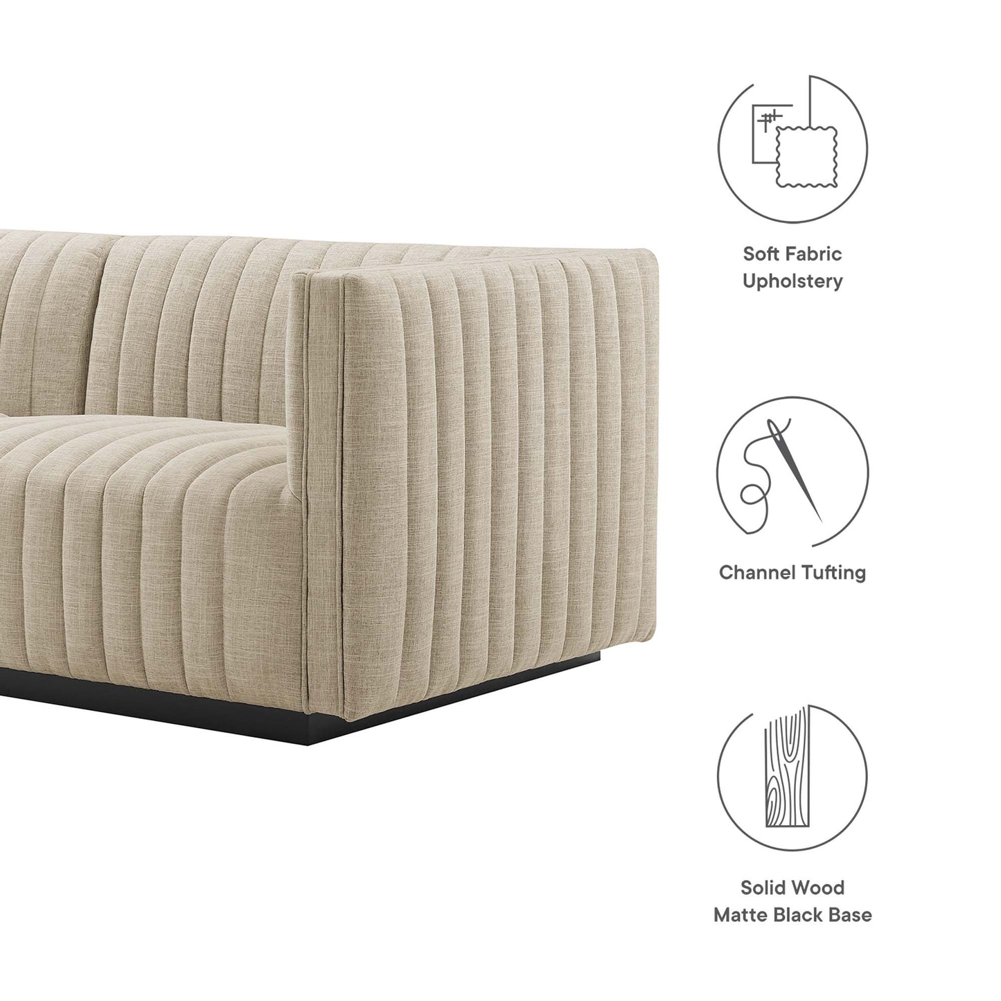 Conjure Channel Tufted Upholstered Fabric Loveseat by Modway