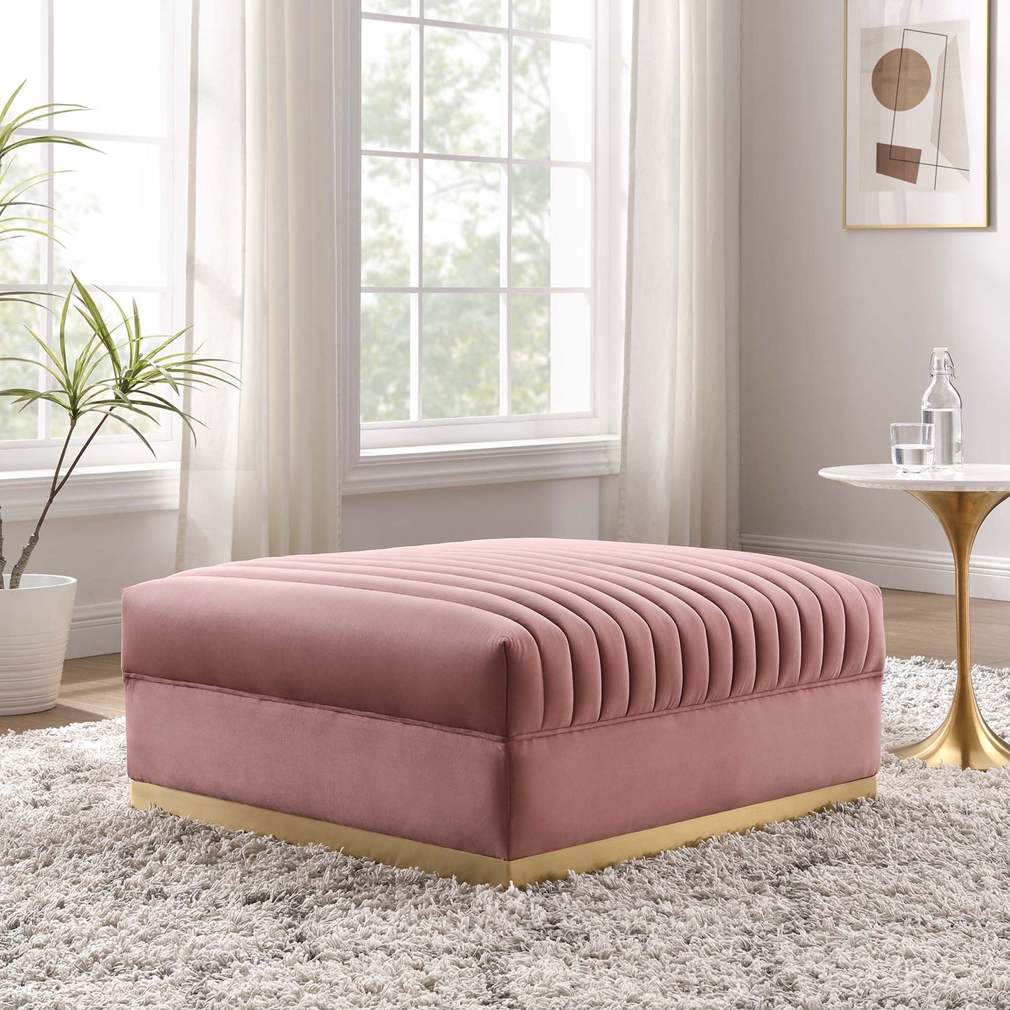 Sanguine Channel Tufted Performance Velvet Modular Sectional Sofa Ottoman by Modway EEI-6036-DUS