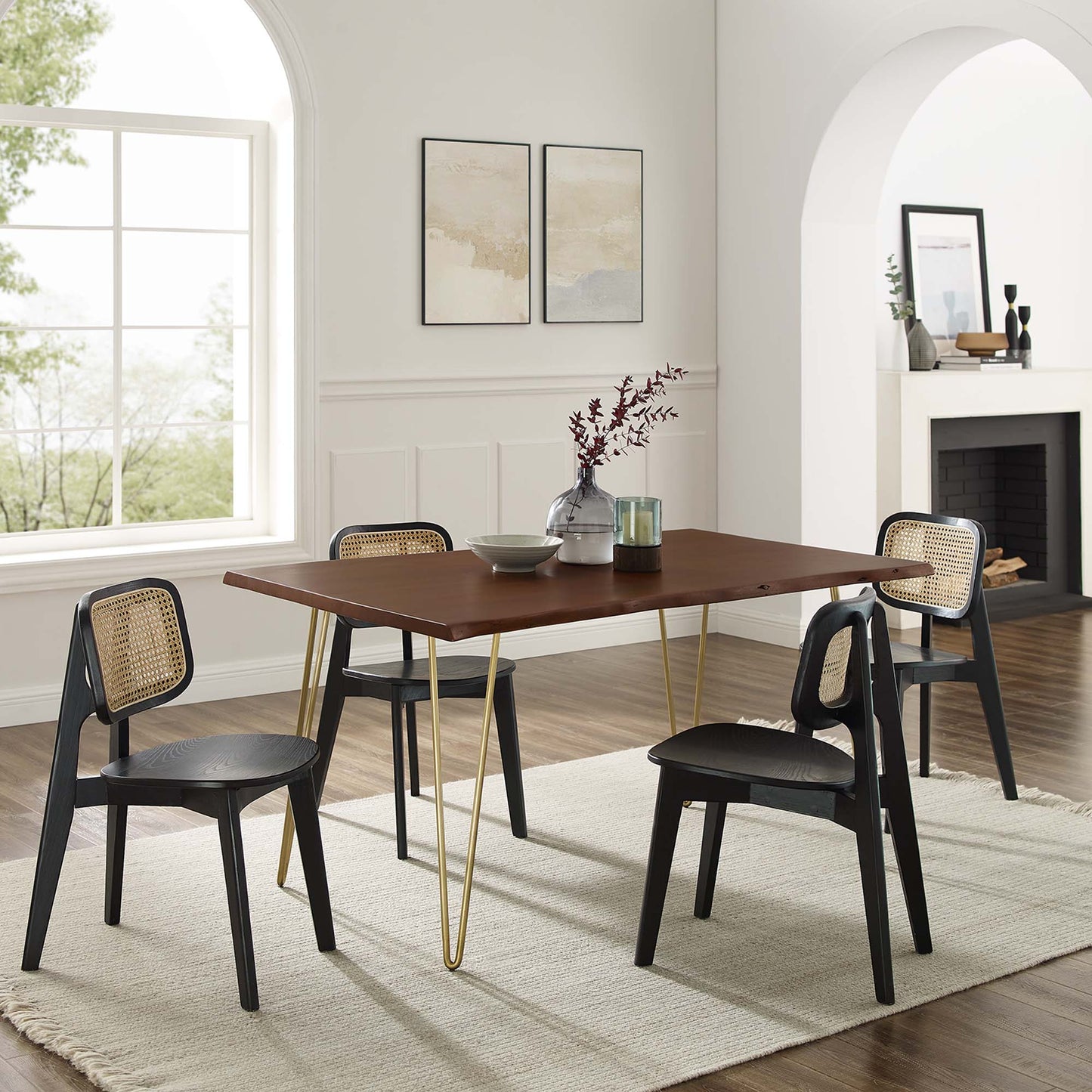 Ardor 60" Live Edge Acacia Wood Acacia Wood Dining Table by Modway EEI-6059-GLD-WAL