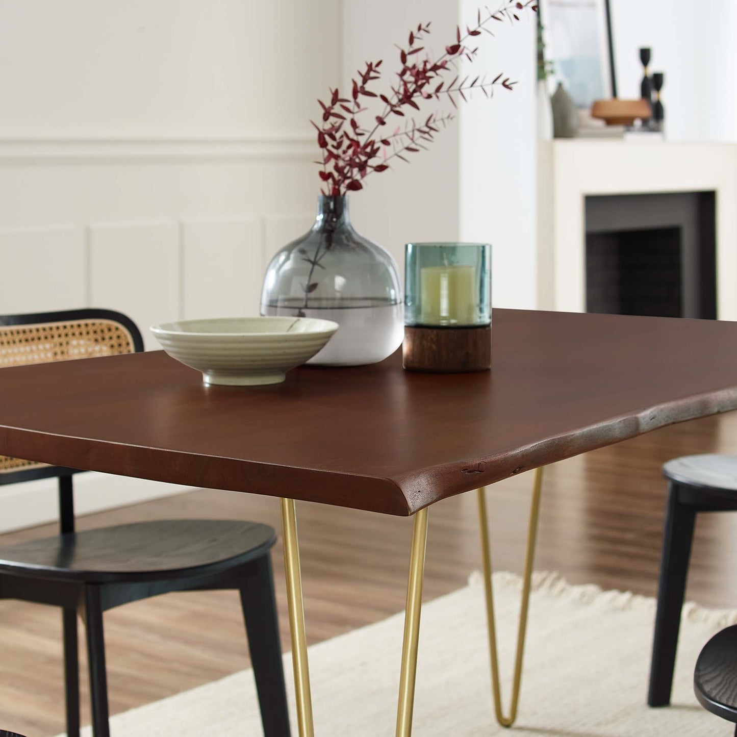 Ardor 60" Live Edge Acacia Wood Acacia Wood Dining Table by Modway EEI-6059-GLD-WAL