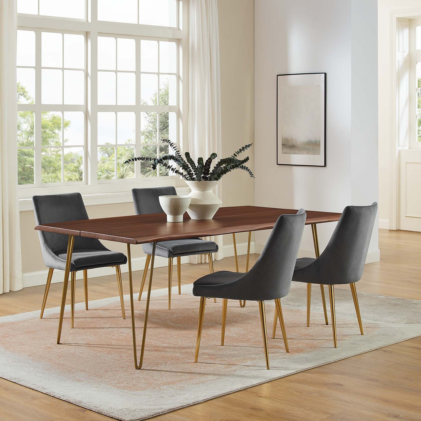 Ardor 74" Live Edge Acacia Wood Acacia Wood Dining Table by Modway EEI-6070-GLD-WAL
