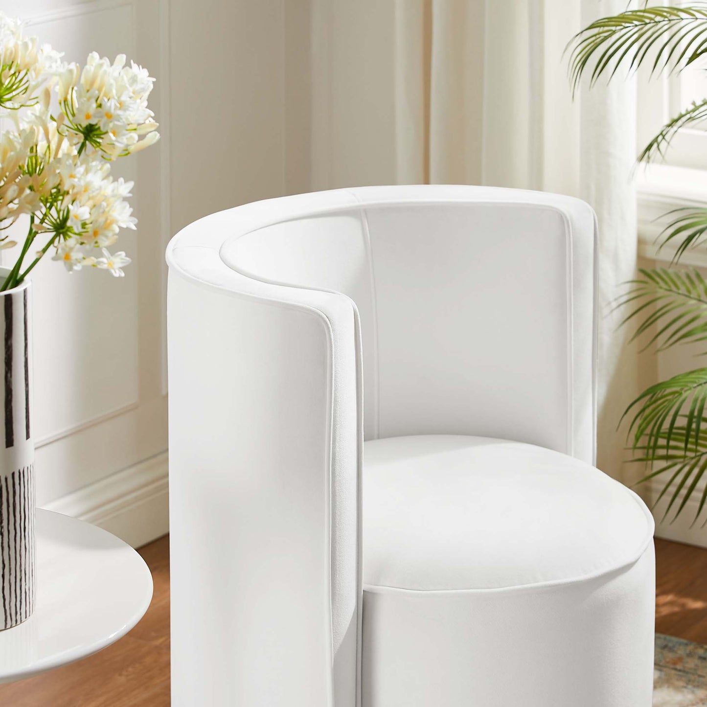 Della Performance Velvet Fabric Swivel Chair by Modway EEI-6222-WHI