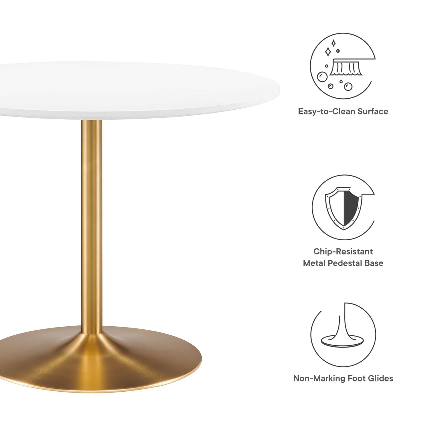 Amuse 40" Dining Table by Modway EEI-6249-GLD-WHI