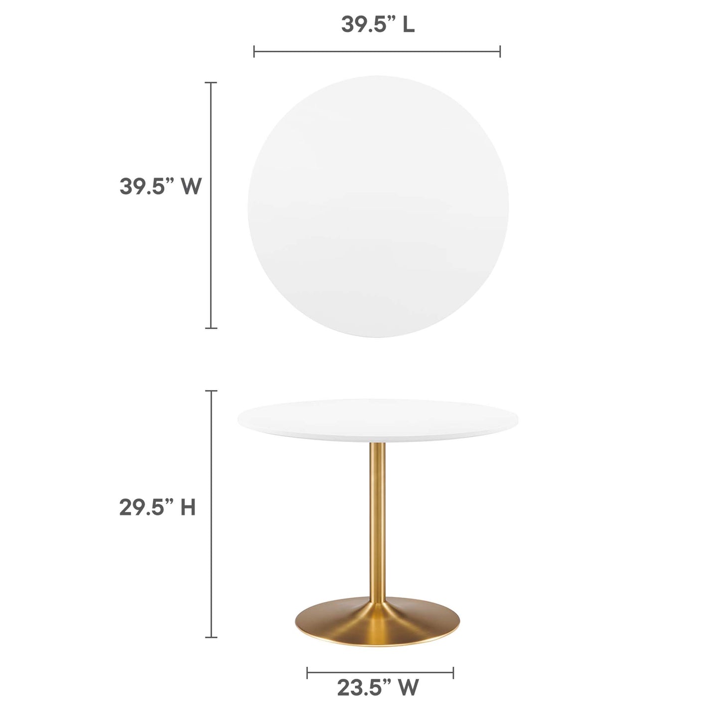 Amuse 40" Dining Table by Modway EEI-6249-GLD-WHI